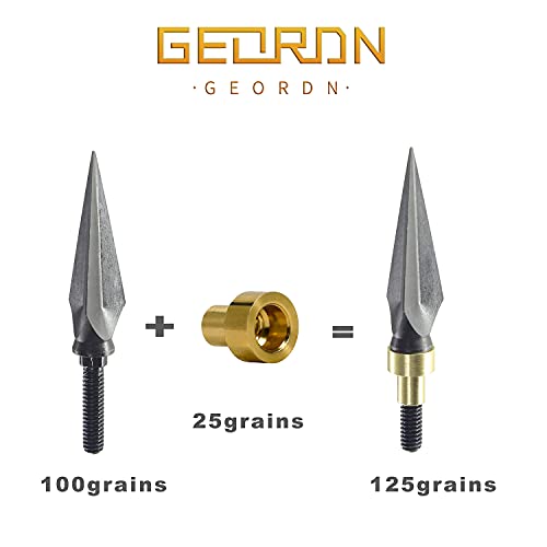 Traditional Bow Hunting Broadheads 150 Grains 100 Grains 12Pk One-Piece Broad Head,Archery Target Tip, Arrow Heads,Archery Field Points (100/125 Grains-Black 12 Pk) #TOP5