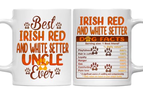 MONIZILUCKY Best Irish Red and White Setter Uncle Ever Coffee Mug for Best Uncle Dog Lover, Pet Owners - Funny Irish Red and White Setter Dog Facts Mug for Uncle - 11Oz Ceramic Mug White