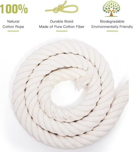 Image of Strong Cotton Rope 20 MM Thick 10 Feet Length for Hammock, Climbing, Craft, Gym & Home Decor