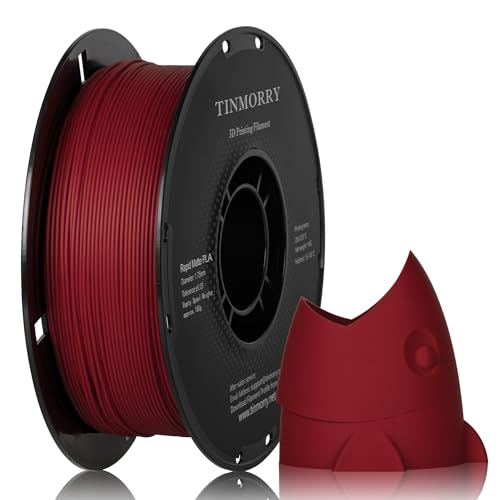 Image of TINMORRY Matte PLA Filament 1.75mm, Matte Surface 3D Printer Filament, Compatible with Bambu Lab FDM 3D Printers, 1 KG Spool (2.2 lbs), Matte Red