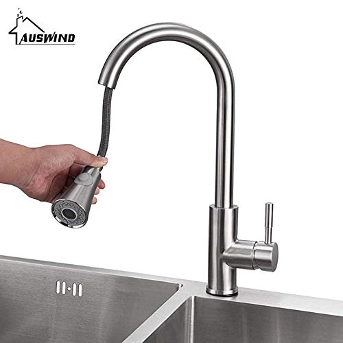 Mitigeur monotrou eau chaude froide en acier brossé pour évier - 7