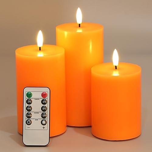 Multicolor Flameless Candles Light,LUXONIC 3 Set Real Wax Battery