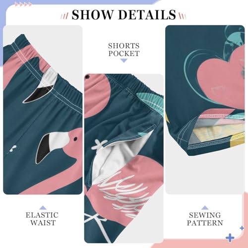 Flamingo Sweet Love Boys Long Pants Soft Trousers Elastic Waist Kids Lounge Bottoms with Pockets S-XL4