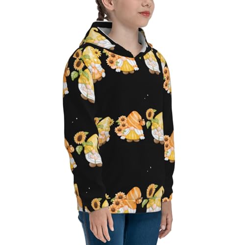 Hello Spring Sunflower Gnomes Kids Pullover Hoodies Boys Sweatshirts Girls Athletic Clothes with Pocket3