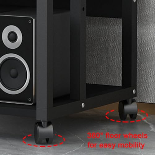 Soporte de audio y video con ruedas y 5 niveles de madera para amplificador 5