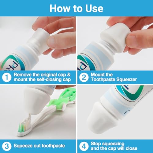 Image of Self-Closing XXL Toothpaste Caps - 3 Pack - 19 mm Inner Diameter - Fits Large Sensodyne Pronamel & Wide-Neck Tubes Only (Check Size Guide) - Food-Grade Silicone, BPA-Free