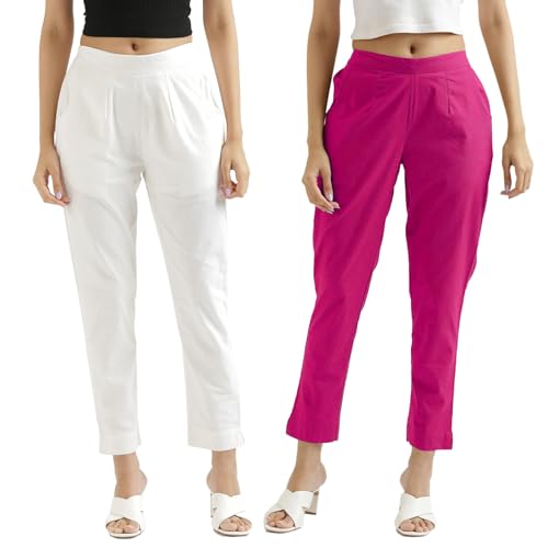 Image of Chiraiyaa Women Cotton Trouser Pant - Versatile Regular Fit for Office, School, and Casual Wear | Pack of 2