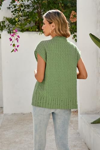 Image of Cakulo Womens Cable Knit Sweater Vest 2025 Oversized Sleeveless Button Down Summer Cardigan Sweaters Tops