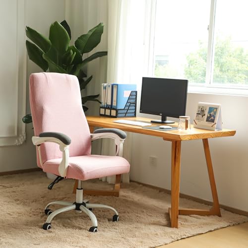 Image of FORCHEER Large Office Chair Covers Stretchable XL Office Chair Cover, Big and Tall Computer Chair Covers (Large,Pink)