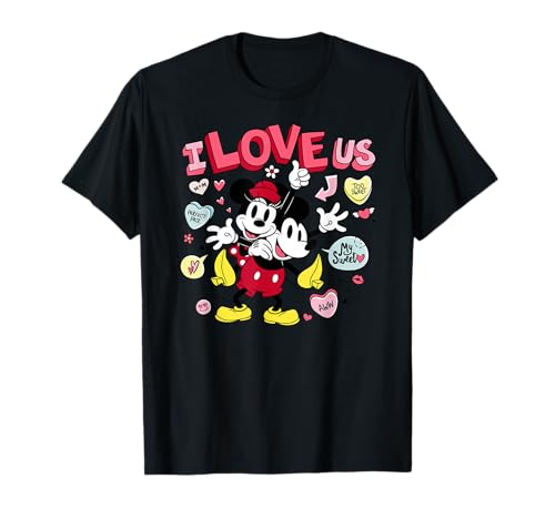 T-shirt Disney Mickey Minnie rétro vintage Saint-Valentin haut coton col rond