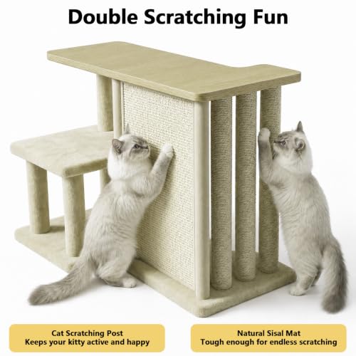 Image of Homegroove Cat Scratching Post, Mushroom Shaped Tall Scratch Post with Large Stable Round Base, Sisal Cat Scratcher Furniture for Indoor Kittens and Adult Cats (Natural Wood - Right)