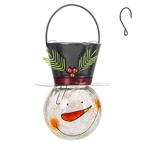 Viveta Christmas Solar Lantern, Snowman Solar Lanterns Outdoor Waterproof, Christmas Lantern Crackle Glass Hanging Solar Lantern for Garden Patio Yard Decor Viveta Christmas Solar Lantern, Snowman Solar Lanterns Outdoor Waterproof, Christmas Lantern Crackle Glass Hanging Solar Lantern for Garden Patio Yard Decor