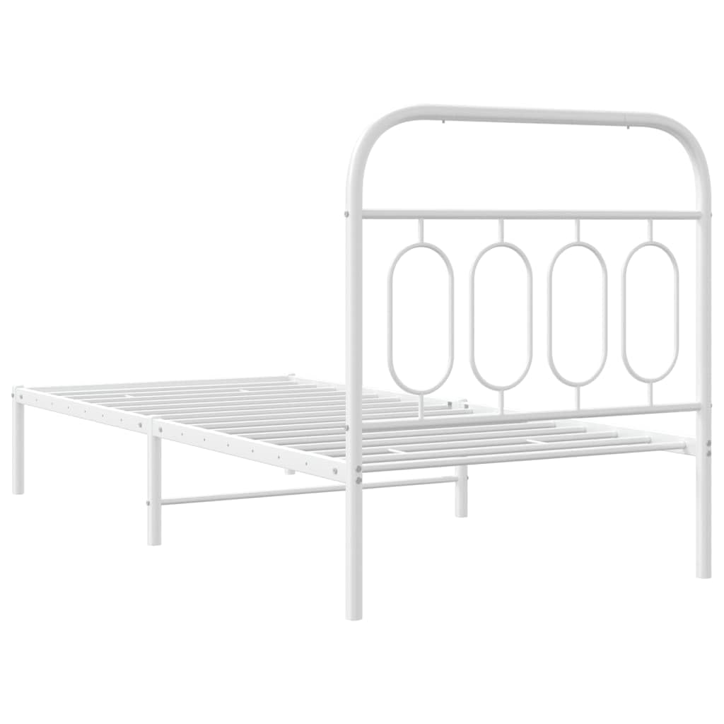 Stalowa solidna rama klasyczna z listwami Biały 90x190 cm