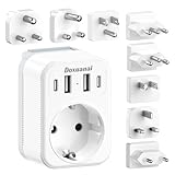 Adaptateur de Voyage Universel avec USB C, Type A/C/G/B/L/J/M/D, Adaptateur de Prise Internationale pour États-Unis, Canada, Europe, Royaume-Uni, Afrique du Sud, Japon, Chine, Italie