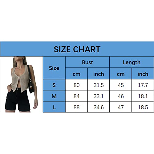 Women Summer Ribbed Crop Tank Tops Sleeveless Turtleneck Sweater Vest Teen Girls Slim Fit Crochet Knitted Camisole Streetwear (G Khaki, S) #TOP4
