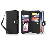 Gear Beast Flip Cover Dual Folio Case fits iPhone Xs/X Wallet Case Slim Protective PU Leather Case 7 Slot Card Holder Including ID Holder 2 Inner Pockets Stand Feature Wristlet for Men and Women