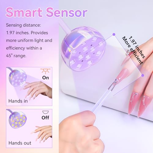 Image of Makartt UV LED Nail Lamp - Gooseneck UV Light for Gel Nails USB 39mW /cm Cordless Flash Cure Lamp with 4 Times & Auto Sensor Nail Dryer Fast Curing Nail Art Design for Salon Home DIY (Glazed Purple)