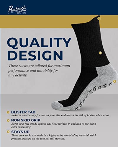 Pembrook 4 Pairs Crew Non Slip Socks - Gripper Socks For Men Women Husband Dad | Grip Socks Men | Non Slip Socks Men | Non Skid Socks For Men #TOP3