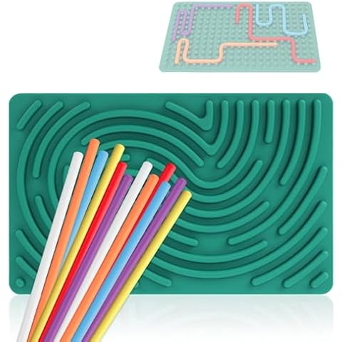 HengLiSam Sensory Activity Board, Double-Sided Design Children's Sensory Toys, Kids 3+ & Adults Activities for Travel, Quiet Fidgets for Adults, Silicone Decompression Toys, Relieves Anxiety, Stress Cover