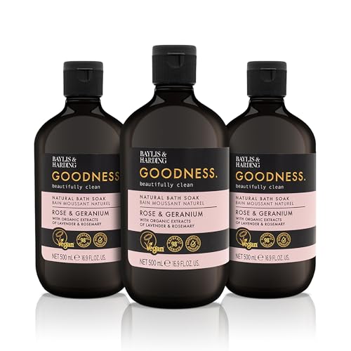 Baylis & Harding GRBSRG Goodness Rose & Geranium, Baño de 500 Ml, Paquete de 3, Apto para Veganos