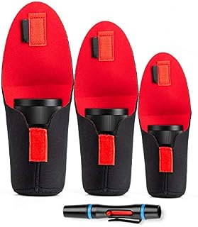 Fotover Lens Pouch Bag Lens Case Cover Sleeve,Soft Neoprene Travel Carry Protective Lens Pouch Set for Canon Nikon Sony Panasonic Pentax Olympus DSLR Camera Lens with Lens Cleaning Pen,3 Pack