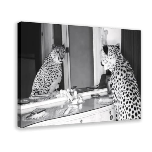 Impression léopard rétro de luxe sur toile 50x75 cm pour décoration de chambre