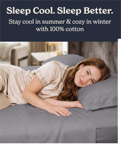 Image of Beckham Hotel Collection 100% Cotton Twin Sheet Set, 3-Piece, Dark Gray