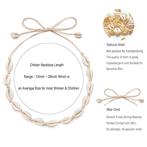 Qceasiy Sea Shell Necklace Choker For Women Summer Beach Natural Cowrie Shell Necklace(Begie Rope) #TOP1