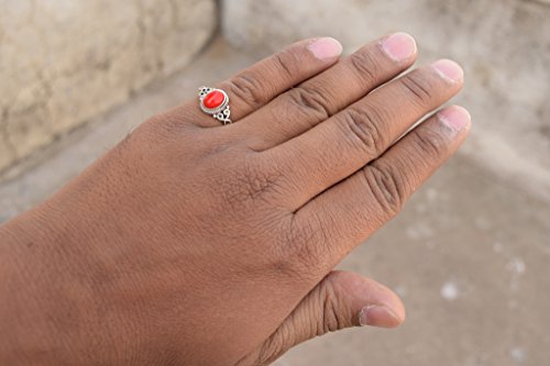 Red Coral Stone Ring 925 Sterling Silver Statement Ring For Women Handmade Rings Gemstone Christmas Promise Ring Size Us 6 Gift For Her #TOP4