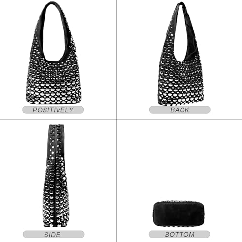Bolso tote tejido a mano para mujer, bolso de hombro para playa y viaje, con asa superior y cierre magnético, antirobo miniatura 5