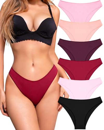 Image of UNDER THE SEA Cotton Underwear for Women 6 Pack Sexy Bikini High Cut Breathbale Cheeky Panties Underwear Womens Lingerie