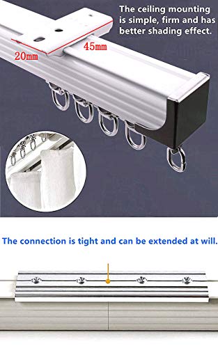 BIGalleons Ceiling Track for Curtains, Room Divider Track or Spaces 3ft to 6ft Wide, Shower Curtain Track Set with Hooks and All Accessories for Living Room, Bed Room, Closet and Sliding Door (White)