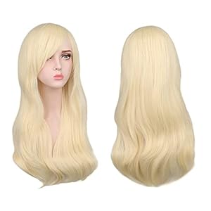 AOMIG Lange Golvende Blonde Pruiken Voor Dames, 3-Pack Lichtblonde Pruiken Set Met Zonnebril en Pruikdop, Natuurlijke Volledig Lange Krullende Anime Cosplay Pruik met Pony, 28 Inch Synthetische Pruik Voor Dagelijks Gebruik Op Cosplayfeesten