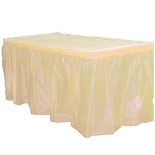 Exquisite Ivory Table Skirt 1 Piece 29" X 14 Ft Long Ivory Table Skirts for Rectangle Tables 6ft Plus or Round Tables - Ruffle Table Skirt with Adhesive Strip - Gender Reveal Decor & Party