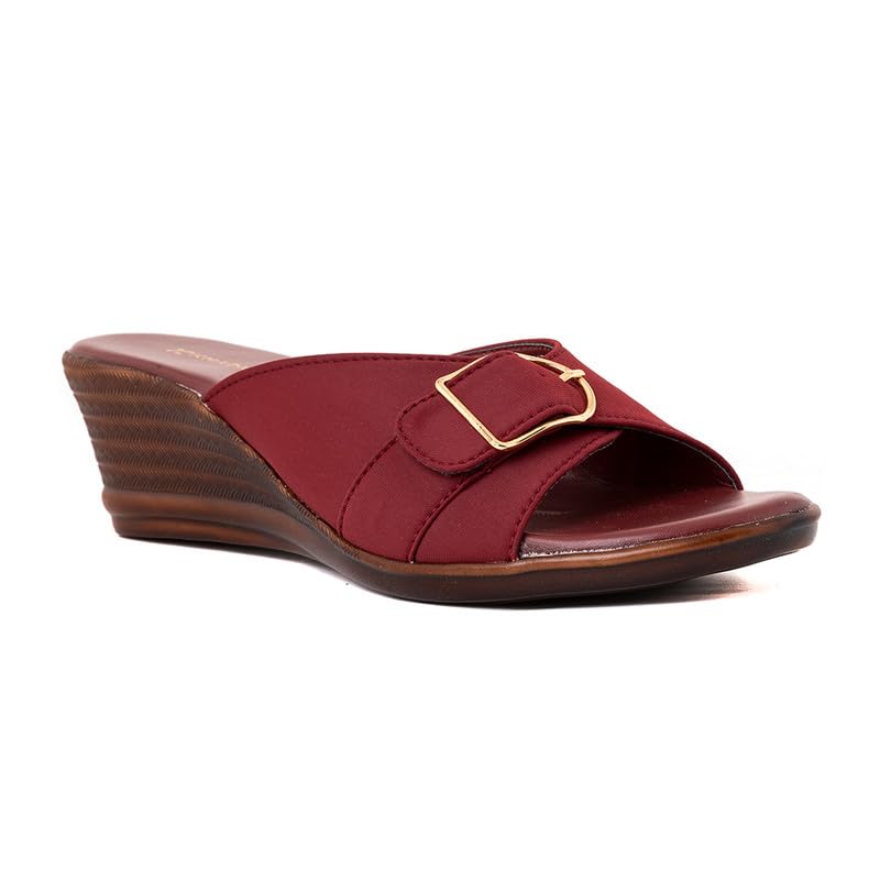 Khadims Maroon Wedge Heel Mule Slip On Sandal for Women (6511175) (B0CJTRK1ZD) Amazon Price History, Amazon Price Tracker