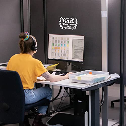 With God All Things Are Possible Decal Vinyl Sticker | Cars Trucks Vans Suvs Home Walls Door Mirror Cups Laptops | 7 X 5 Inch | White | Maz-380 #TOP2