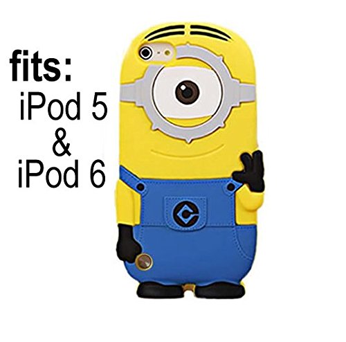 MobileCentral (Tm) ; for IPOD TOUCH 5th & 6th GENERATION Despicable Me Cute Minion Silicone Rubber Skin Cover & Stylus Pen (Single Eye Blue)