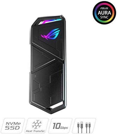 ASUS ROG Strix Arion Aluminum Alloy M.2 NVMe SSD Enclosure Case Adapter, USB 3.2 Gen 2 Type-C ,10 Gbps, USB-C to C and USB-C to A Cables, Fits PCIe 2280/2260/2242/2230 M Key/B+M Key, 1 Year Warranty