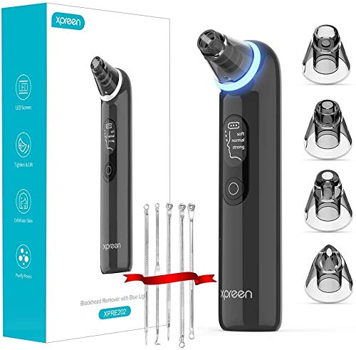Aspirateur Point Noir, Xpreen Extracteur Point Noir Nettoyant de Pores Appareil de Beauté du Visage Avec écran LED, 4 Sondes et 3 Modes