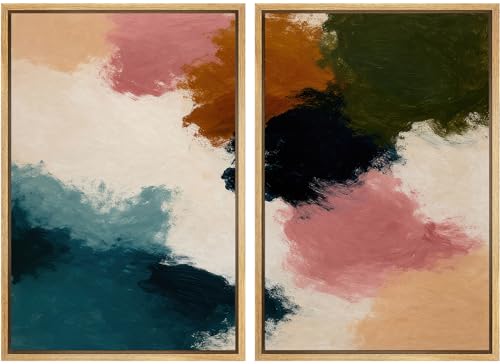 SIGNLEADER Framed Canvas Print Wall Art Modern Color Block Abstract Brushstroke Illustrations Modern Art Decorative Minimal Relax/Calm for Living Room, Bedroom, Office - 24"" x36 x2 Natural