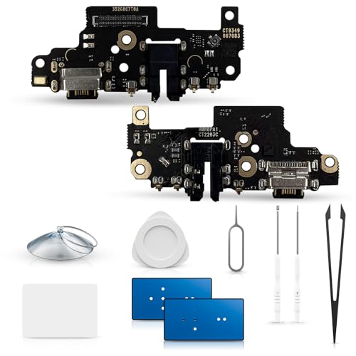 ExtKry Puerto de Carga Repuesto para Xiaomi Redmi Note 8 Pro Conector de Carga Charger Port Conector con Auriculares Jack Micrófono + Kit de Reparación