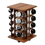 Suporte para Temperos, MDF Premium, 16 Potes de 100ml, Preto, 29x18cm, 800g, com Adesivos de Identificação e Tampa Dosadora