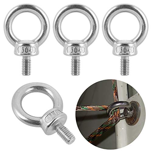 6PCS Pernos de Ojo Rosca Macho,pernos de ojo de acero inoxidable 304,perno de ojo de anillo para levantamiento de vida y varios equipos de elevación de ingeniería (M6 x 12 mm)