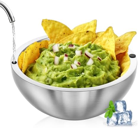 Dip Bowl,Large 70 oz Heat Insulated Stainless Steel Bowls Ideal f...