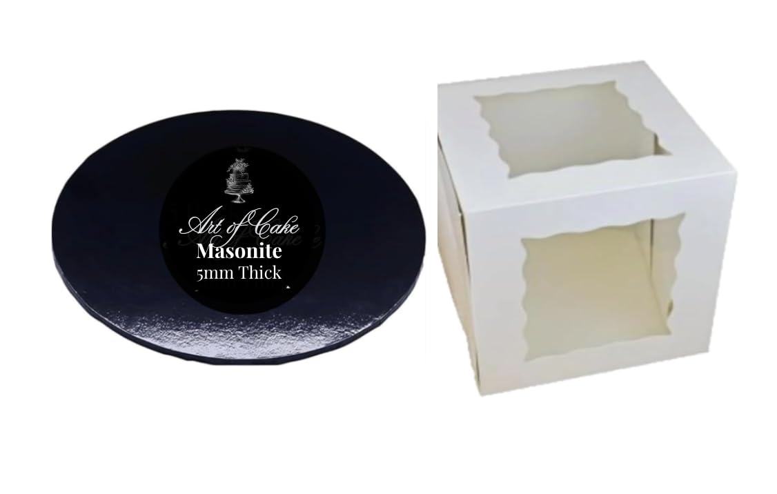 Art Of Cake Black Art Of Cake® Masonite Cake Board & 2 Sided Window Tall Cake Box (, 10")