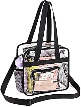 Clear Tote Bag Transparent Bag Large Capacity Toiletry Bag Clear Crossbody Bag with Adjustable Shoulder Strap and Zipper Closure for Stadium Work Gym
