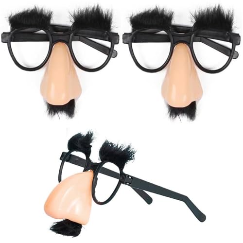 BOBOZHONG 3 gafas divertidas para cejas, disfraz, gafas divertidas con nariz grande, cejas, bigote, herramienta de broma para Halloween, fiesta de cumpleaños, accesorios de cosplay