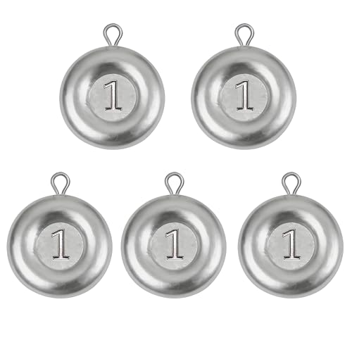 Coin Disc Sinkers Flat Fishing Weights Sinkers Round Shaped No Roll Rivers Sinker for Saltwater Freshwater Ocean Fishing 1oz to 5oz