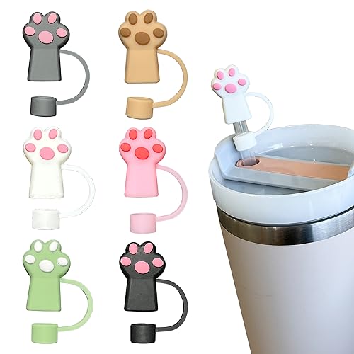 6PCS Straw Cover Cap for Stanley Cup, 10mm Cat Straw Toppers Compatible with Stanley 30&40 Oz Tumbler - Stanley Cups Accessories.