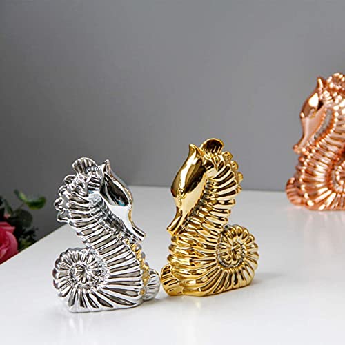 2 unidades/conjunto de artesanato estátua de cavalo marinho estatueta de cerâmica bandeja enfeites